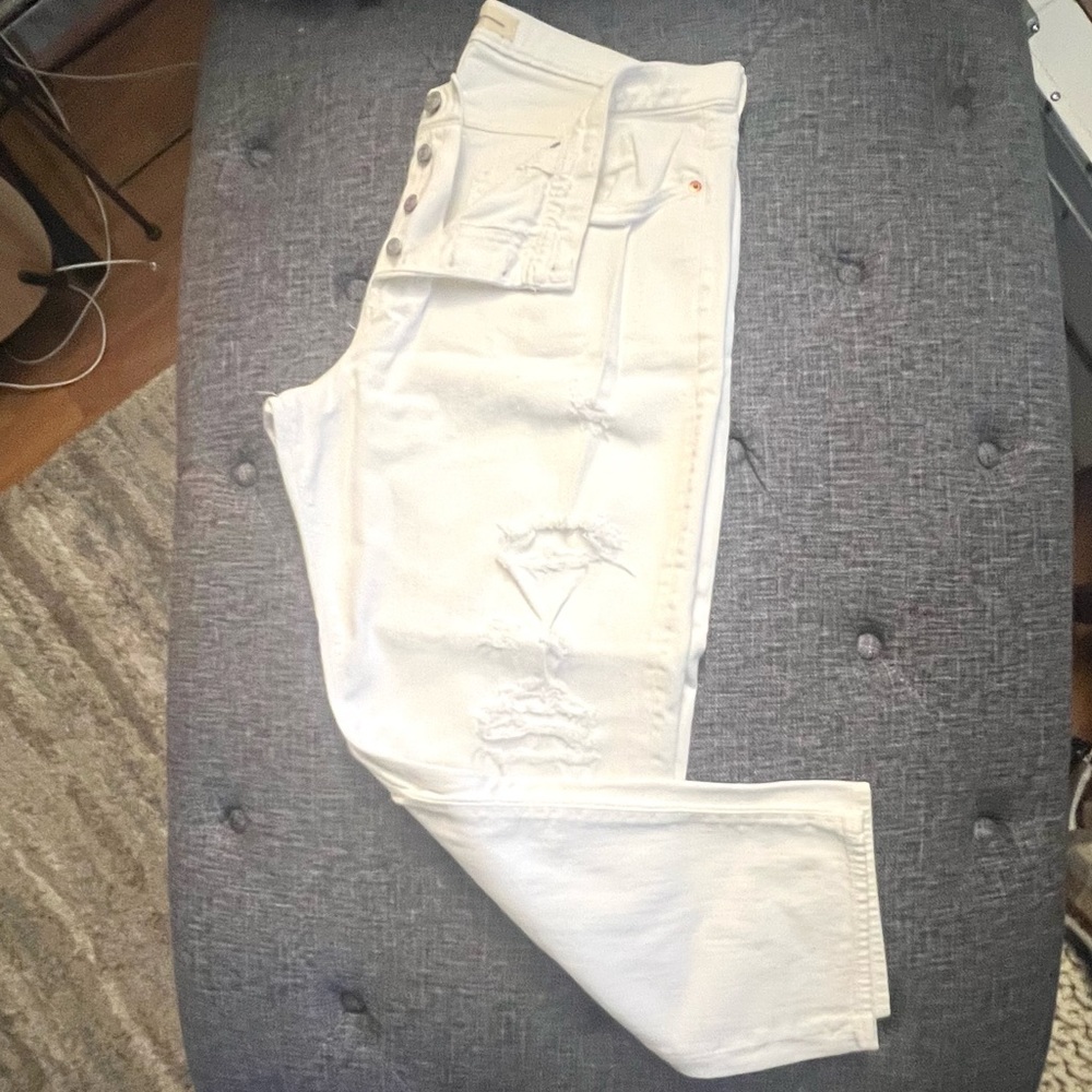 Gap Distressed 1969 Boyfriend Jeans, white, sz 33